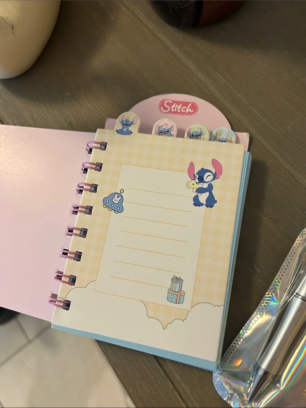 Disney Stitch Mini Notebook & Cute Cow Bling Pen Gift Set (NWOT)